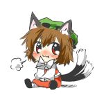  &gt;:3 :3 animal_ears cat_ears cat_tail chen chibi hat multiple_tails rebecca_(keinelove) solo tail touhou 