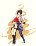  couple francisca_alday haruno_sakura highres naruto naruto_shippuuden smile uchiha_sasuke watermark 