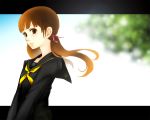  adult breasts brown_eyes brown_hair doujima_nanako komainu44 looking_at_viewer older persona persona_4 school_uniform serafuku solo teenage twintails 