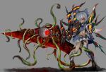  bow cirno gray grey_hair red_eyes skirt soul_edge tentacles torn_clothes touhou weapon 