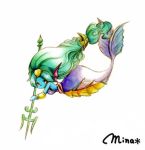  artist_request long_hair lowres mermaid monster_girl no_humans polearm red_eyes seiken_densetsu seiken_densetsu_2 solo trident undine_(seiken_densetsu) weapon 