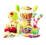  candy candy_apple cup food food_as_clothes food_on_head food_themed_clothes green_eyes green_hair happy_tree_friends heart lollipop lying male nutty on_stomach pantyhose personification simple_background smile solo straw striped striped_legwear sweets tsuyuxxx white_background 