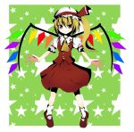  aa44 ascot blonde_hair crystal dress flandre_scarlet hat hat_ribbon pink_eyes ribbon side_ponytail smile solo star the_embodiment_of_scarlet_devil touhou wings 