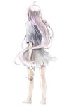  ahoge barefoot from_behind ia_(vocaloid) kuroman long_hair pink_hair simple_background solo torn_clothes very_long_hair vocaloid white_background 