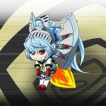  android aqua_hair blue_hair labrys long_hair nugunu persona persona_4 persona_4:_the_ultimate_in_mayonaka_arena pleated_skirt ponytail red_eyes school_uniform skirt solo very_long_hair 