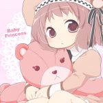  baby_princess brown_eyes brown_hair child dress hat hug sakura_(baby_princess) short_hair stuffed_animal stuffed_toy tears teddy_bear 