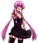  bare_shoulders black_dress black_legwear blood blood_on_face dress garters gasai_yuno knife knige long_hair mirai_nikki open_mouth payot pink_eyes pink_hair play_r solo thigh-highs thighhighs twintails zettai_ryouiki 