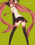  ayakasama character_name detached_sleeves from_behind hatsune_miku long_hair looking_back necktie pink_eyes pink_hair sakura_miku simple_background skirt solo thigh-highs thighhighs twintails very_long_hair vocaloid 