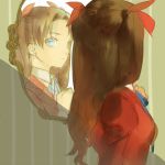  blue_eyes brown_hair dress fate/stay_night fate/zero fate_(series) hair_ribbon long_hair mirror puffy_sleeves reflection ribbon sanbonzakura tohsaka_rin toosaka_rin twintails two_side_up young 