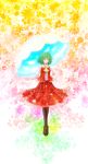  ascot doboru_(pixiv20862474) dress flower green_hair highres kazami_yuuka pantyhose petals solo thighhighs touhou umbrella vest youkai 