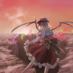  1girl flandre_scarlet from_behind hole noko_(49000dpho914000dzon) skirt_hold smoke solo touhou 