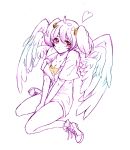  bad_id breasts cleavage feathered_wings genderswap heart monochrome nagisa_kaworu neon_genesis_evangelion sitting solo tabris toirotukimi twintails v_arms wariza wings 