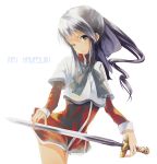  ass_cheeks bad_id kanon kawasumi_mai school_uniform solo sword weapon wink yae_(artist) 