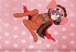  akagi_sena cape charlotte_(madoka_magica) charlotte_(madoka_magica)_(cosplay) cosplay female glasses hands_in_sleeves mahou_shoujo_madoka_magica official_art ore_no_imouto_ga_konna_ni_kawaii_wake_ga_nai polka_dot polka_dot_background sleeves_past_wrists solo 