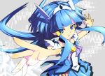  aoki_reika blue_dress blue_eyes blue_hair bowtie brooch cure_beauty dress grey_background hair_tubes head_wings hellnia jewelry long_hair magical_girl outstretched_arms payot precure serious skirt smile_precure! solo spread_arms tiara wrist_cuffs 