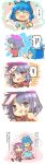  beret blue_eyes blue_hair candy check_translation cheek_poke comic fang hair_rings hair_stick hat heart highres husui_parashi jiangshi kaku_seiga lollipop miyako_yoshika multiple_girls ofuda open_mouth outstretched_arms poking shawl short_hair skirt smile star touhou translated zombie_pose 