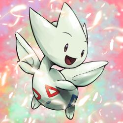  absurdres colored_skin highres looking_to_the_side no_humans open_mouth pokemon pokemon_(creature) solo spicyichizo togetic white_skin 