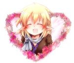  blonde_hair blush bust closed_eyes eyes_closed flower heart kazusa919329 mizuhashi_parsee open_mouth pointy_ears scarf shirt short_hair smile solo touhou 