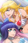  2girls blush multiple_girls panty_&amp;_stocking_with_garterbelt panty_(character) panty_(psg) smile stocking_(character) stocking_(psg) tomoyohi 