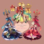  2girls akiyoshi_(tama-pete) blonde_hair blue_eyes blue_hair cape crown dated dress flower hair_flower hair_ornament happy_birthday highres ia_(vocaloid) kagamine_len kagamine_rin kaito long_hair multiple_boys multiple_girls pink_hair scepter short_hair smile vocaloid 