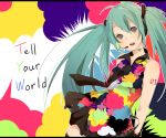  ahoge aqua_eyes aqua_hair bad_id bare_shoulders fullo2 hatsune_miku headset letterboxed long_hair necktie skirt solo tell_your_world_(vocaloid) thigh-highs thighhighs twintails vocaloid 