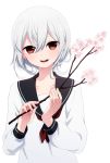  blush cherry_blossoms musco original school_uniform solo white_hair 