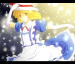  apron blonde_hair dress elbow_gloves flugel gloves hat highres kana_anaberal ribbon short_hair smile solo sun_hat touhou touhou_(pc-98) yellow_eyes 