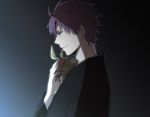  afjc alternate_hair_color crest_worm fate/zero fate_(series) grey_background insect japanese_clothes male matou_kariya profile purple_eyes purple_hair solo violet_eyes what_if 