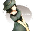  black_hair green_eyes hat numa0228 shiina_mayuri solo steins;gate title_drop v_arms 