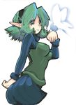  blue_eyes blue_lipstick breasts butterfly erect_nipples green_hair hairband lipstick makeup nintendo ocarina_of_time pointy_ears saria sho-n-d short_hair the_legend_of_zelda turtleneck 
