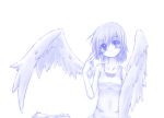  angel_wings blush collarbone hetare_miia highres monochrome original seitenshi short_hair smile solo tank_top wings 
