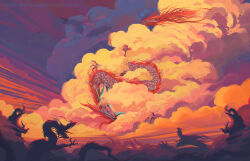  artist_name chinese_commentary chromatic_aberration cloud_focus clouds cloudy_sky colorful commentary_request copyright_notice dragon eastern_dragon fangpeii highres multicolored_clouds no_humans orange_clouds original purple_clouds scenery sky yellow_clouds 