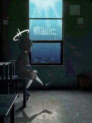  1girl halo highres lonely non-web_source submerged underwater 