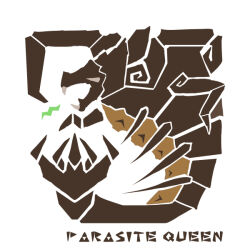  acid character_name dennou_manjuu fangs full_body metroid metroid_prime_1 monster_hunter_(series) no_humans open_mouth parasite parasite_queen parody profile simple_background solo style_parody white_background 