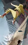  araragi_karen black_hair highres hooded_track_jacket monogatari_(series) motion_blur nisemonogatari sleeves_pushed_up socks track_jacket yuu_(yu1you2iu3) 