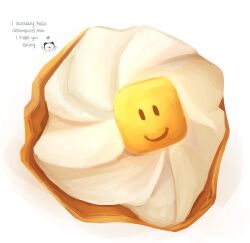  artist_self-insert character-themed_food commentary english_commentary english_text food_focus food_request highres himochuu no_humans painterly roblox simple_background white_background 