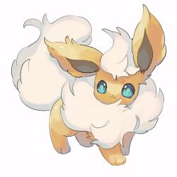  aqua_eyes closed_mouth flareon full_body highres merino_(merino_9999) no_humans pokemon pokemon_(creature) pokemon_focus solo standing white_background 