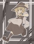  1girl blonde_hair braid dress grey_eyes grin hat hat_ribbon kirisame_marisa ribbon silver_eyes single_braid smile solo star touhou witch witch_hat 