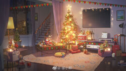  bag bell birdcage book bottle box cabinet cage calendar_(object) candle candy candy_cane chabudai_(table) christmas christmas_lights christmas_ornaments christmas_present christmas_stocking christmas_tree christmas_wreath cosmetics curtains cushion doll fairy_lights flower food gift gift_box hanxiaodan holly indoors jar lamp lovebrush_chronicles mini_snowman nail_polish_bottle night no_humans official_art perfume_bottle photo_(object) picture_frame poinsettia puppet red_flower rug santa_doll scenery shopping_bag snow_globe stairs star_(symbol) string_of_flags table television tissue_box tree window wooden_floor wreath 