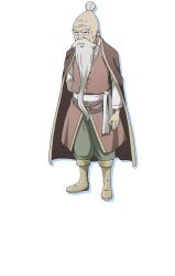  1boy anime_coloring arm_behind_back balding beard boots brown_cloak brown_jacket cloak closed_mouth dentro_(farmagia) facial_hair farmagia full_body green_pants hair_bun iizumi_toshiomi jacket long_beard long_sleeves looking_at_viewer mustache official_art old old_man pants sash shirt simple_background single_hair_bun solo standing thick_eyebrows thick_mustache transparent_background v-shaped_eyebrows white_sash white_shirt wrinkled_skin yellow_boots 