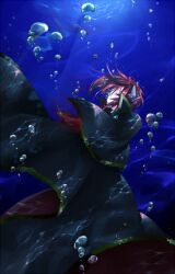  1boy air_bubble black_coat bubble closed_eyes coat male_focus ragnarok_online red_hair short_hair solo submerged underwater upper_body wane_(ruki) warlock_(ragnarok_online) water 