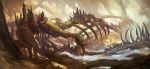  dragon fantasy original river18 ruins scenery skeleton 