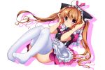  animal_ears dress thigh-highs twintails violet_eyes white 
