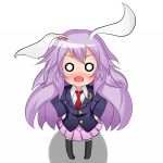  animal_ears black_legwear blazer blush bunny_ears chibi crescent fang hands_on_hips lavender_hair loki_78 necktie o_o open_mouth reisen_udongein_inaba skirt solo thigh-highs thighhighs touhou 