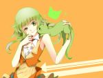  bad_id bare_shoulders cat green_eyes green_hair gumi izusetsu short_hair simple_background smile vocaloid 