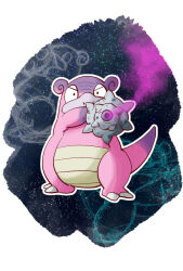  full_body galarian_slowbro gas kaos looking_at_viewer no_humans pokemon pokemon_(creature) sketch slowbro star_(sky) starry_sky_background white_background 
