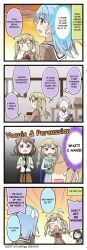4koma 5girls bang_dream! black_border blush comic english_text hanasakigawa_school_uniform holding_box ichigaya_arisa ichigaya_arisa&amp;#039;s_grandmother matsubara_kanon official_art okusawa_misaki school_uniform speech_bubble sweatdrop thought_bubble toyama_kasumi translated twintails winter_uniform x_hair_ornament