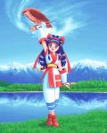  :d ainu_clothes arm_up artist_request bird blue_eyes blue_hair blush bow crossed_legs_(standing) dithering fingerless_gloves gloves goto_p hair_bow hair_ribbon hawk lake long_hair mamahaha mountain nakoruru oldschool open_mouth pixel_art reflection ribbon samurai_spirits scabbard sheath short_sword signature smile snk sword traditional_clothes tree weapon 