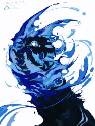  blue_fire fiery_tail fire flaming_head highres looking_at_viewer luli_(crocowolf333) monster no_humans open_mouth original ringed_eyes simple_background skull_head tail upper_body white_background white_eyes 