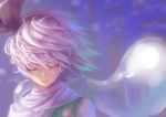  bust closed_eyes eyelashes eyes_closed face hair_ribbon hairband hitodama konpaku_youmu konpaku_youmu_(ghost) light_smile madyy ribbon short_hair silver_hair smile solo touhou vest wind 